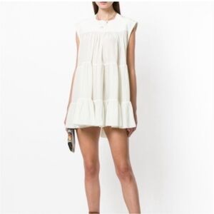 Chloé 100% Silk Milk Tiered Mini Dress NWT Size 44